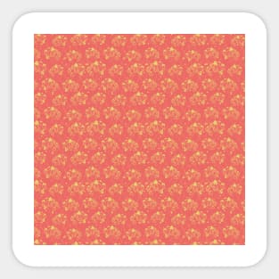 Doodle flowers yellow on a coral background Sticker